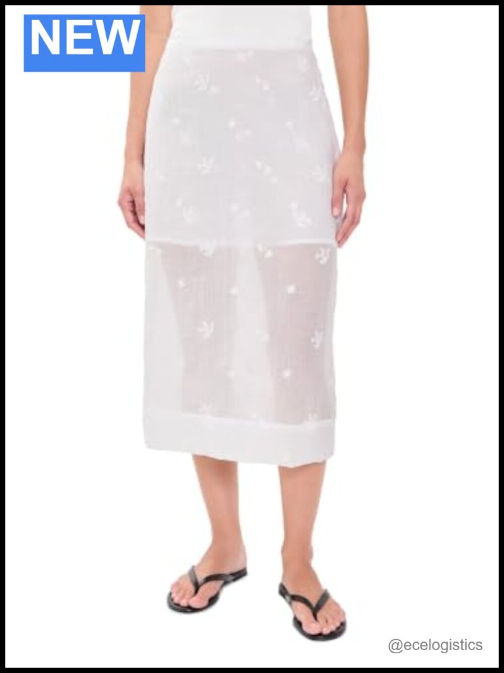 Women's Nicole Embroidered Knee-Length Skirt Lightweight Gauze Wear to Work